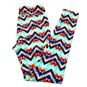 Lularoe one size mint, orange  & purple graphic zig zag leggings. OG quality new